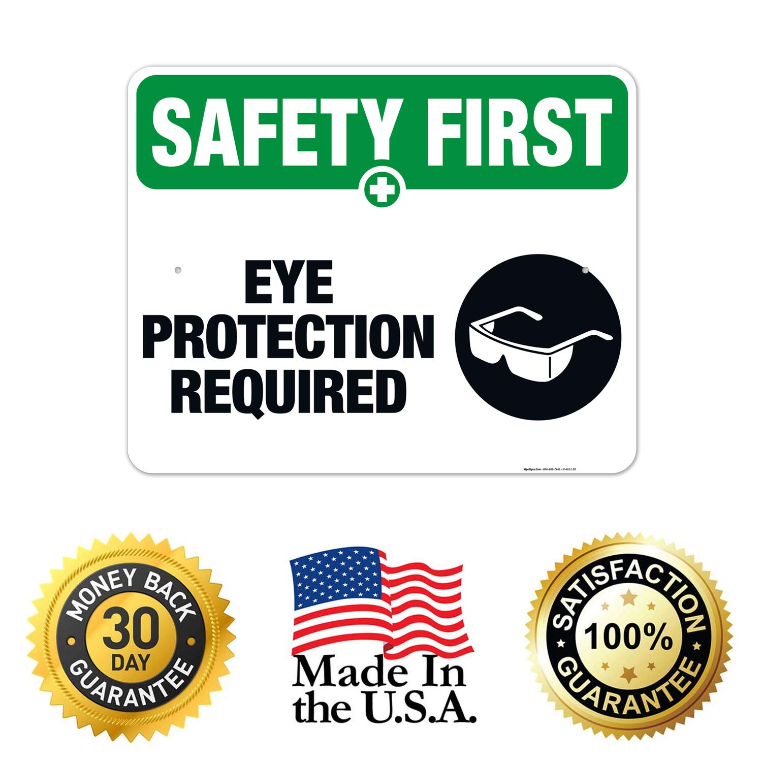 OSHA Compliant Eye Protection Required Sign - 24x30 Inches Rust-Free Aluminum Safety Sign for Indoor/Outdoor Use | Fade-Resistant, Made in USA | Perfect for Construction Sites, Factories & Workplaces