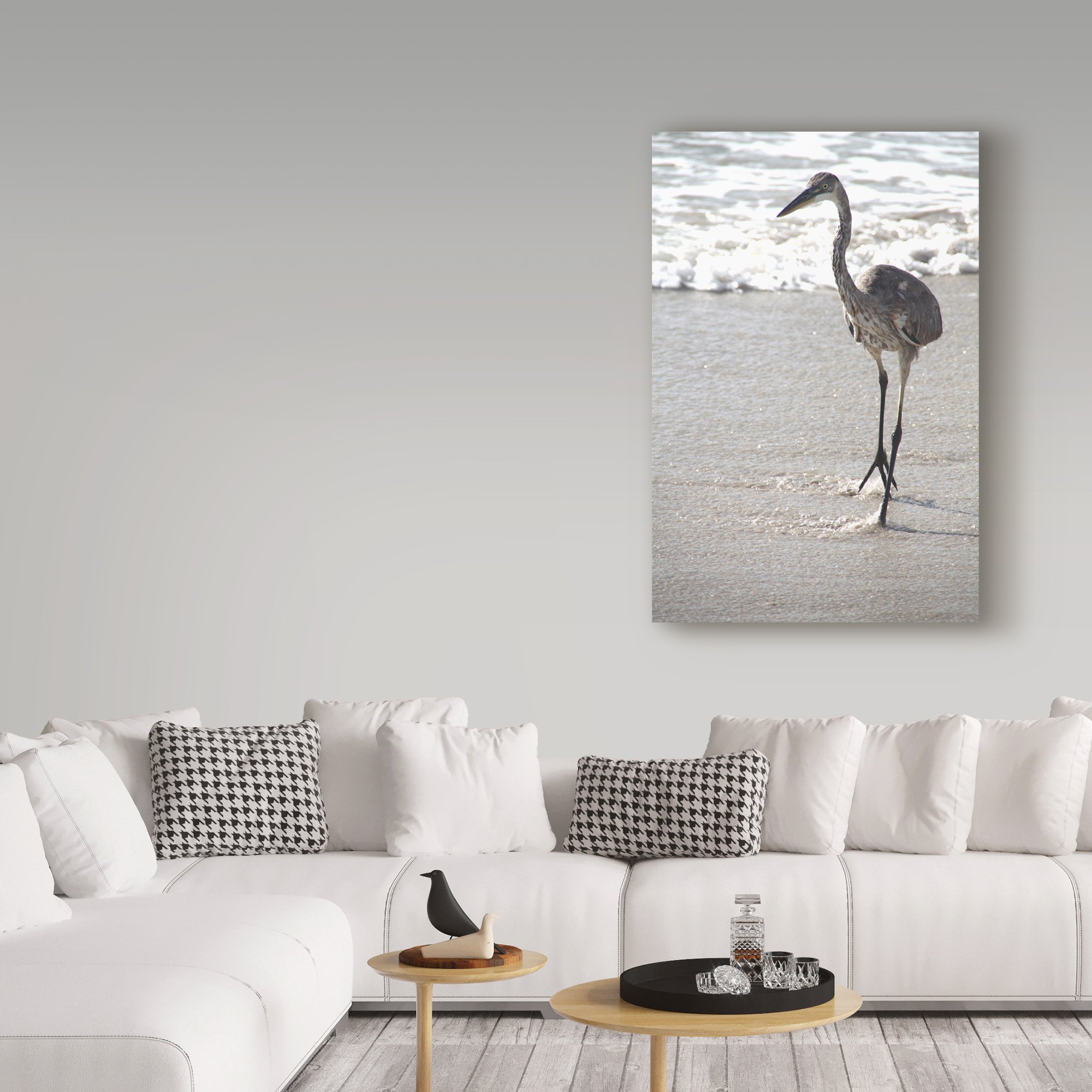 Robert Michaud Great Blue Heron Beach Wall Art - 30x47 Inch Coastal Decor Painting - Perfect for Living Room, Bedroom or Beach House Decor