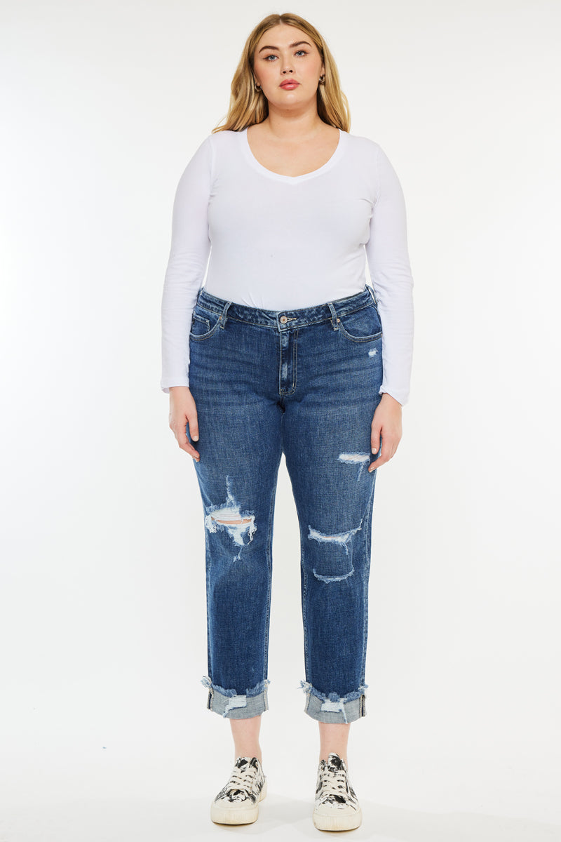 Stylish Nelly Mid Rise Boyfriend Jeans for Women - Plus Size Comfort Fit Denim Pants | Casual Everyday Wear & Weekend Outfits