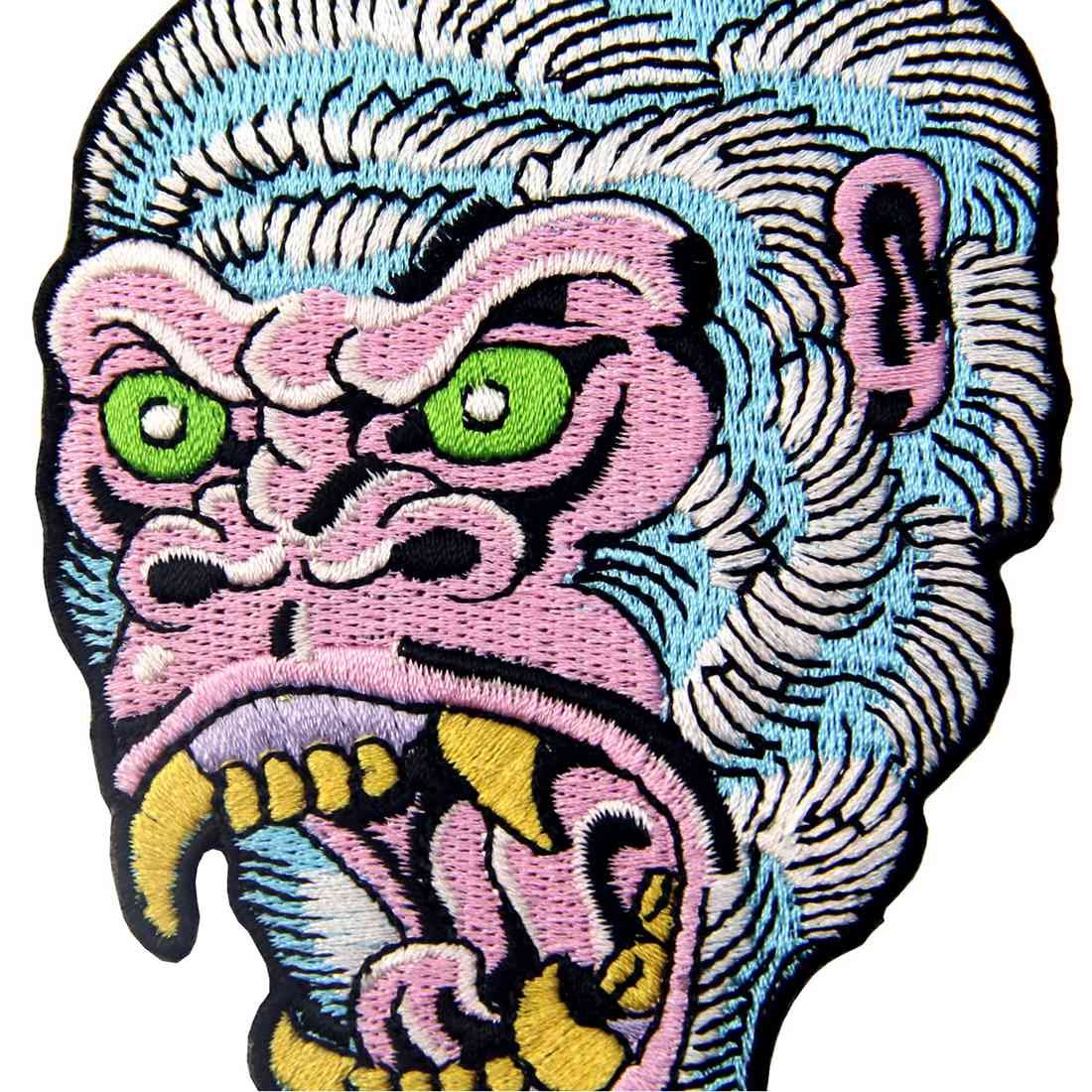 Roaring Gorilla Iron On Patch - Embroidered Applique for Jackets, Hats & Bags - DIY Sew On Emblem for Denim, Backpacks & DIY Crafts