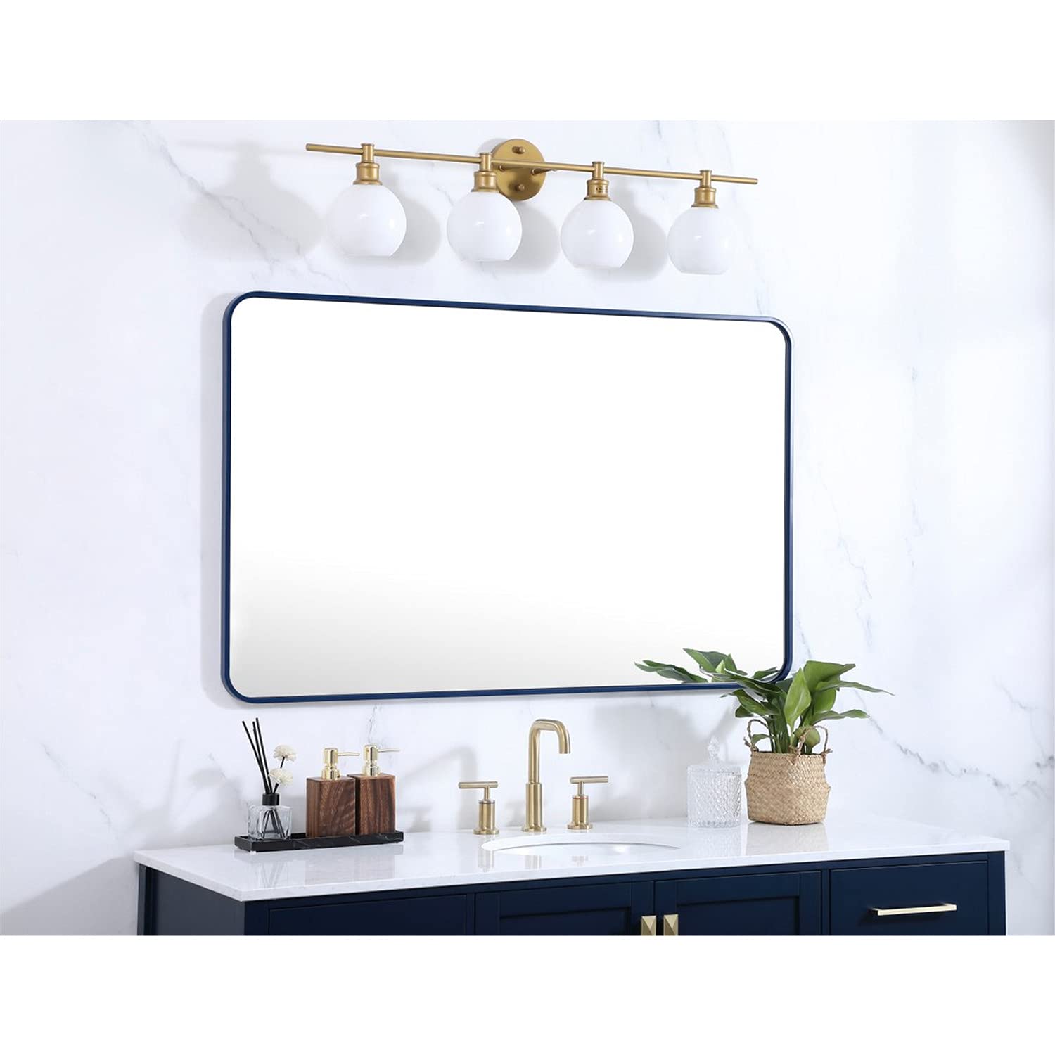 Blue Metal Rectangular Mirror 30x48