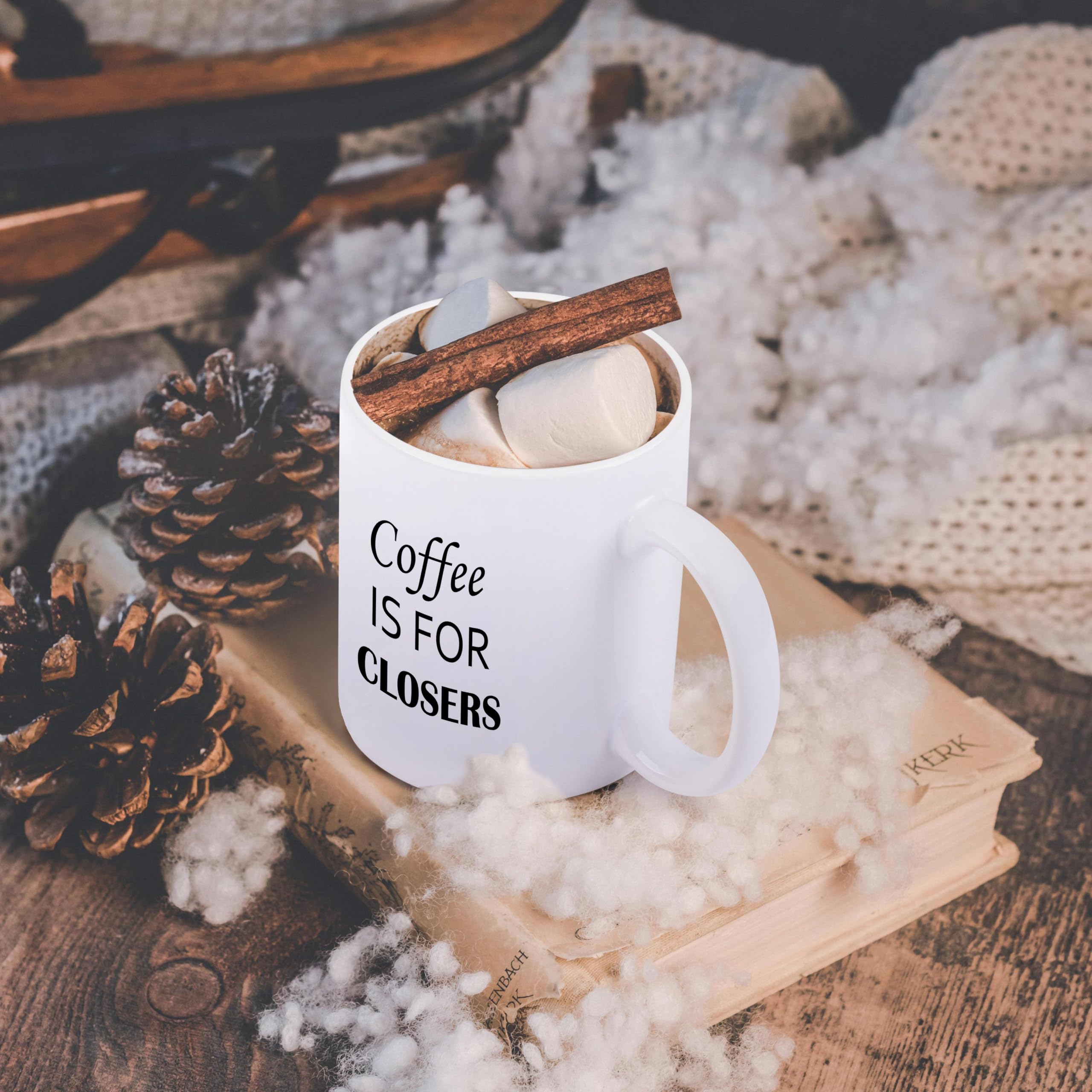3dRose 11oz Funny Coffee Mug - 'Coffee is for Closers' Anne Collections Quote - Perfect Gift for Office, Home & Coffee Lovers