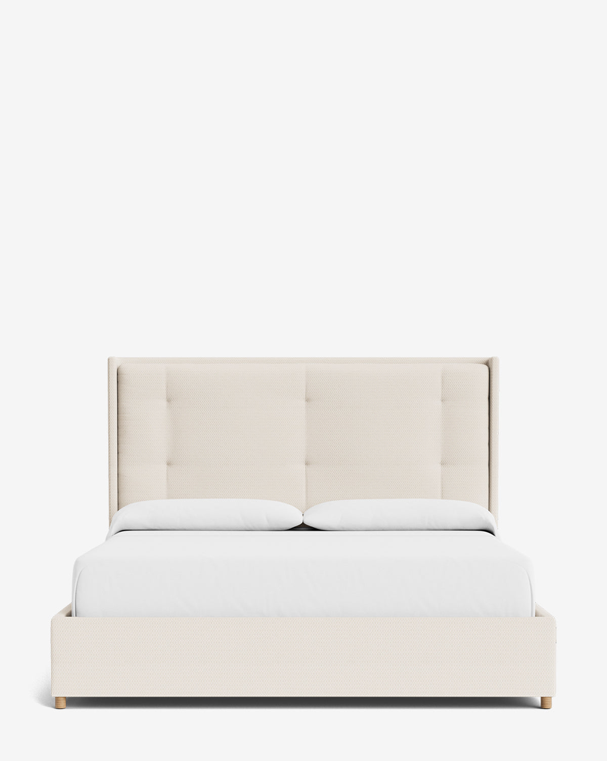 Luxury Ria Upholstered Bed Frame - Queen Size Platform Bed with Soft Fabric Headboard - Modern Bedroom Furniture for Master & Guest Rooms