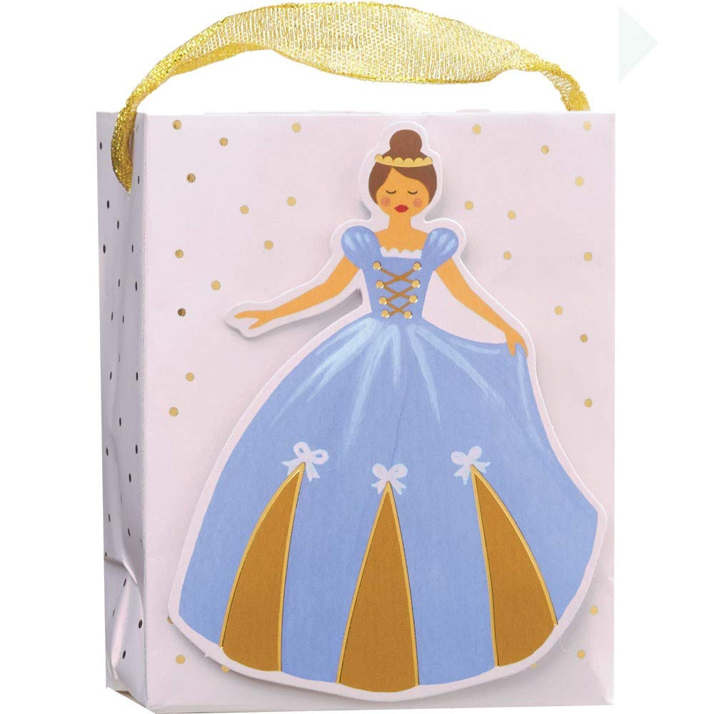JAM Paper Mini Gift Bags with Handles 3.375x4.25x2 Inches - Once Upon a Time Theme - 6 Pack - Perfect for Party Favors, Baby Showers & Wedding Gifts