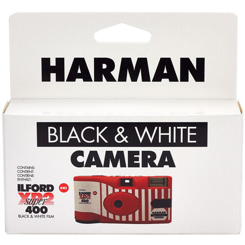 Ilford XP2 Super 400 ISO Black & White Disposable Camera - Single Use Film Camera for Street Photography, Travel & Vintage Style Photos