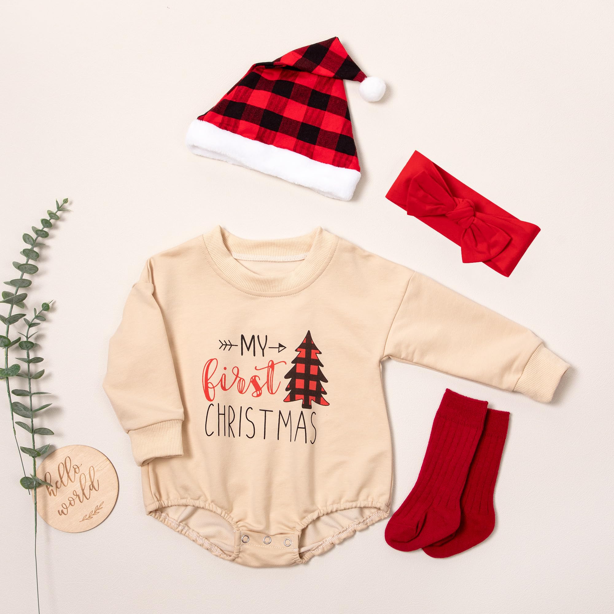 Cozy Christmas Outfits for Women - Oversized Holiday Sweater Romper Set with Matching Socks, Santa Hat & Headband | Perfect for Xmas Party, Family Photos & Festive Gatherings
