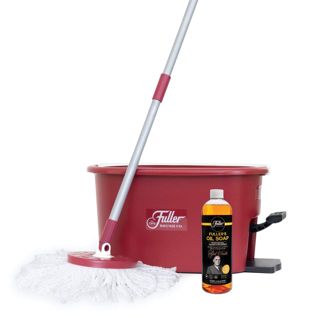 Spin Mop with Oil Soap - Heavy Duty Floor Cleaning System for Kitchen, Bathroom & Hardwood Floors - Easy Wringing & Deep Scrubbing Mop