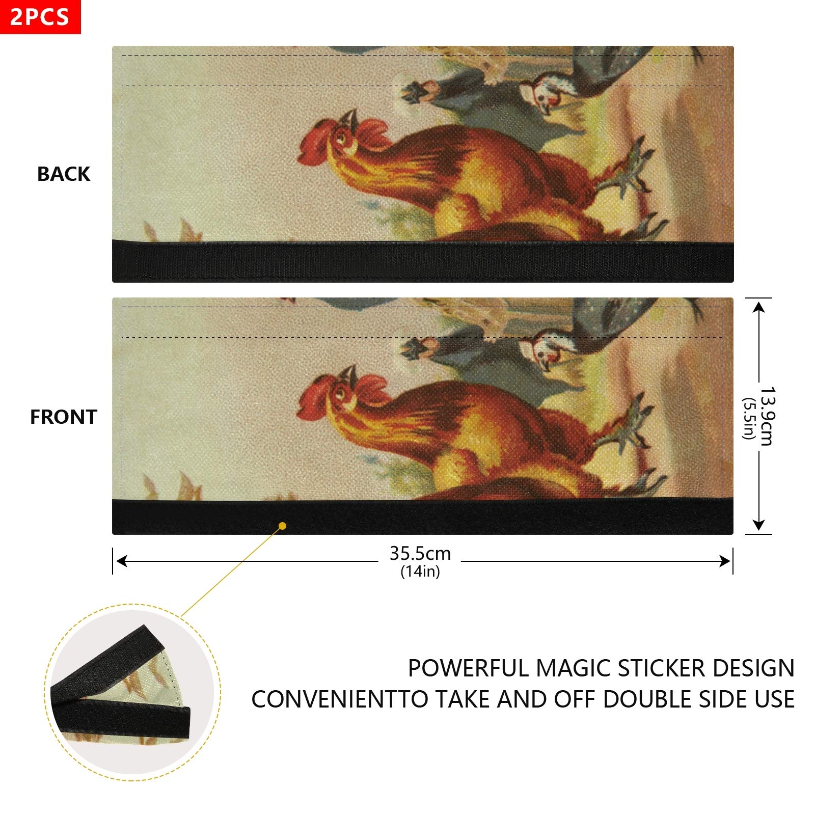 Xigua Rooster Refrigerator Door Handle Covers - Set of 2 Kitchen Appliance Handle Protectors for Fridge, Microwave & Dishwasher - Cute Chicken-Themed Decor for Home Kitchen