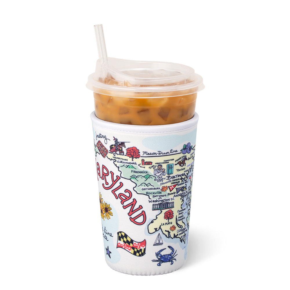 Maryland Medium Iced Cup Coolie - Insulated Beverage Sleeve for 16-20oz Cups | Perfect for Coffee, Iced Tea & Cold Drinks | Keep Hands Cool & Drinks Chilled at Home, Office or Outdoors