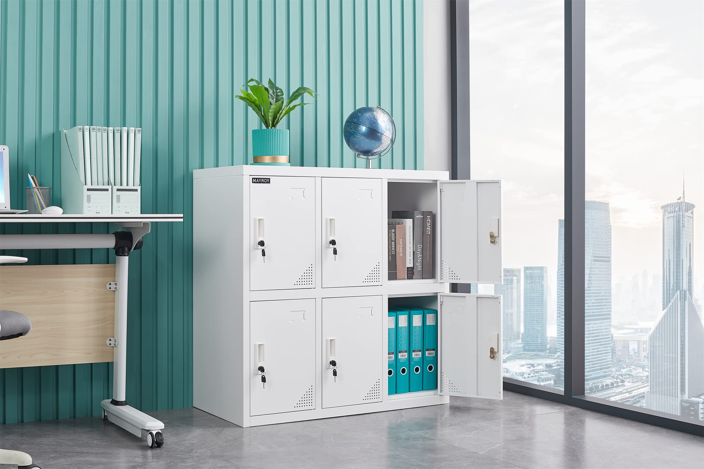 Steel Storage Locker - Metal Office Locker for Home, School & Workplace - White Organizer Cabinet for Kids, Students & Employees (W6D) - Perfect for Clutter-Free Spaces & Secure Storage Solutions