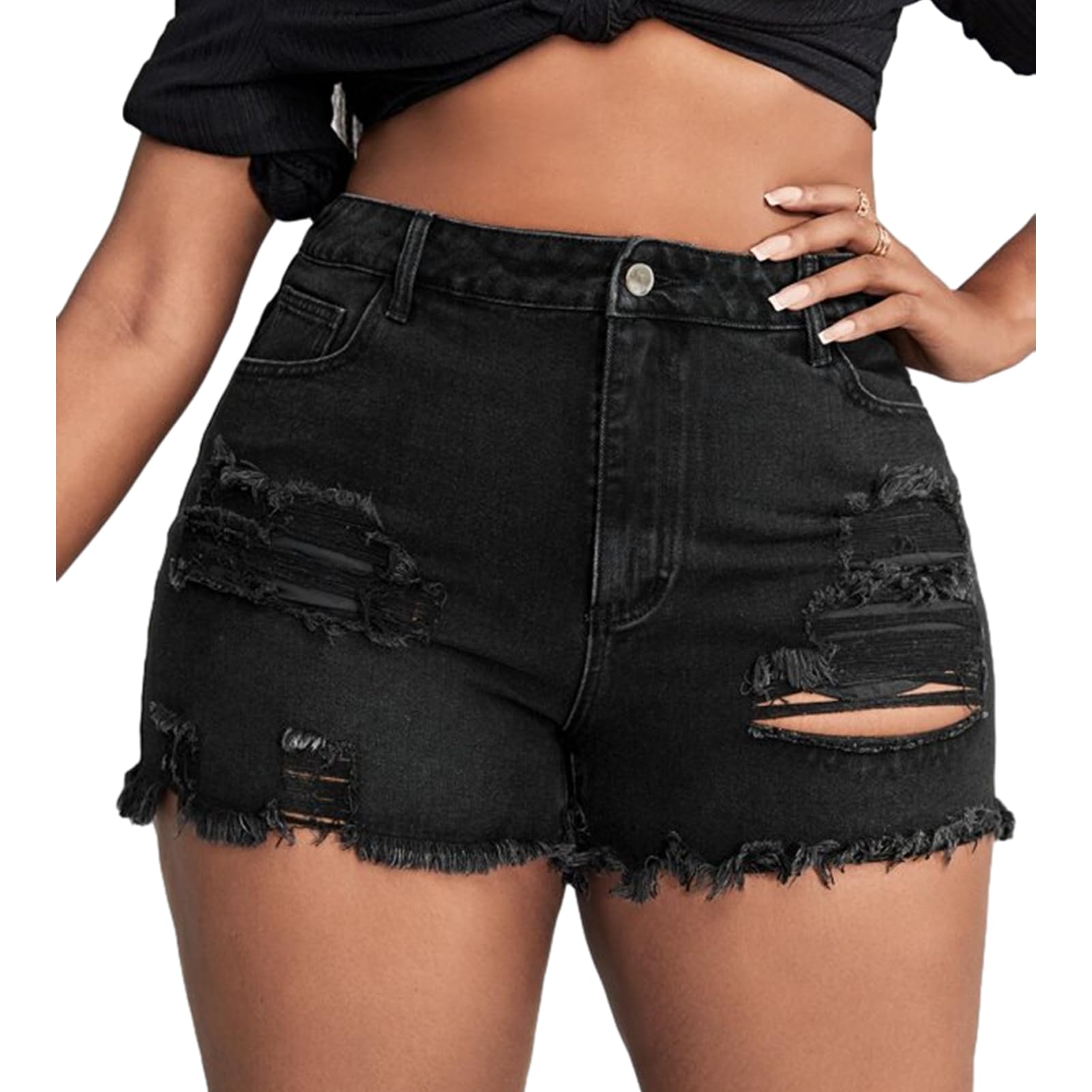 GAGELE Women's Plus Size High Waisted Stretch Denim Shorts - Comfortable Summer Jean Shorts for Casual Wear, Beach Outings & Vacation