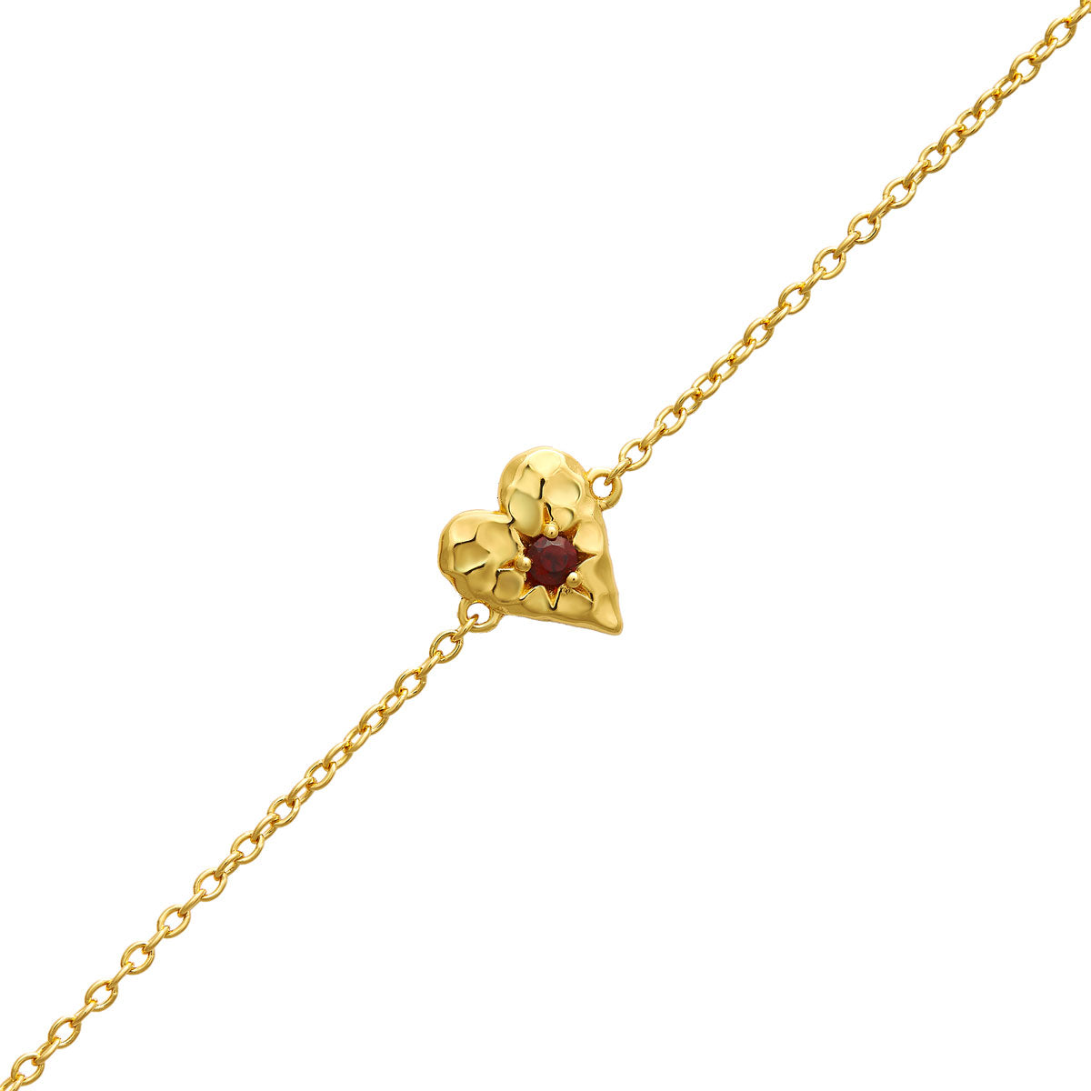 Love Heart Garnet Bracelet Gold - Elegant & Romantic Jewelry for Women | Perfect for Valentine's Day, Anniversary & Special Occasions