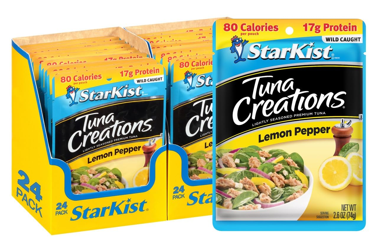 StarKist Lemon Pepper Tuna Creations - 2.6 Oz Pouch (Pack of 24) | Premium Seasoned Tuna for Salads, Sandwiches & Quick Meals | Convenient Protein Snack for Work, Camping & On-the-Go Lifestyles