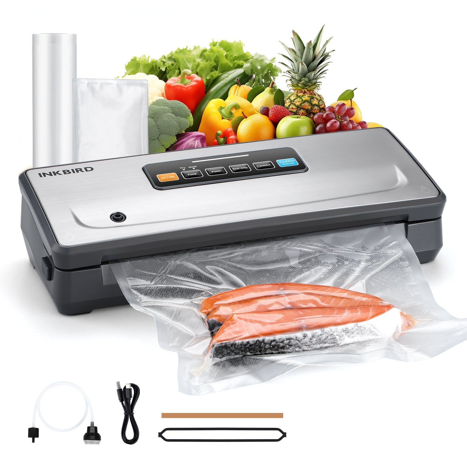 INK VS06 Vacuum Sealer Machine for Food Preservation - Compact & Powerful Home Kitchen Appliance for Sous Vide, Meal Prep, and Long-Term Food Storage