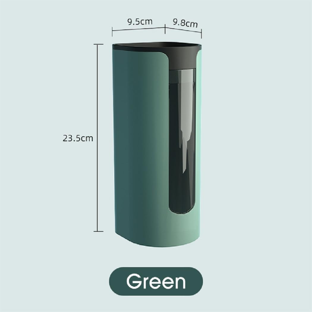 Tyzag Wall Mounted Self Adhesive Paper Cup Dispenser Holder - 40 Cup Capacity, Green Plastic Drinking Water Cup Organizer for Kitchen, Office, Restaurant & Party Use