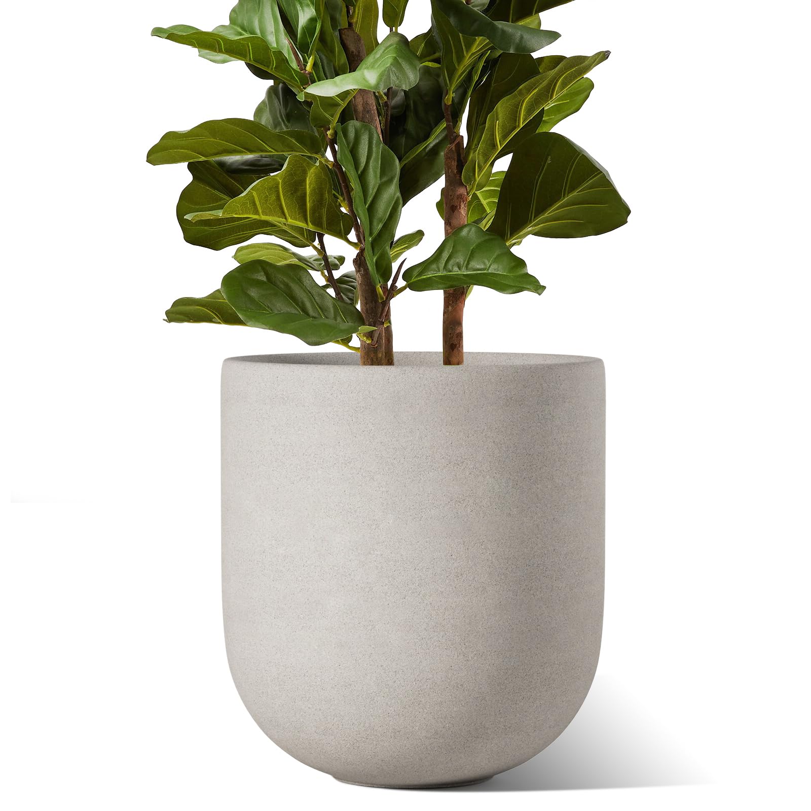 LE TAUCI 12 Inch Ceramic Plant Pots with Drainage Hole - Large Indoor Planters for Home, Garden, Office & Patio - Neutral Gray Planter with Rubber Plug - Perfect for Houseplants, Succulents & Home Decor