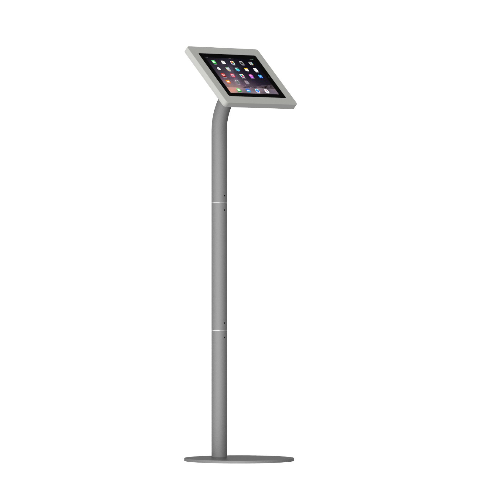 VidaMount Light Grey iPad 2/3/4 Enclosure & Floor Stand Bundle - Durable Protective Case with Adjustable Mount for Home, Office, and Retail Display Use