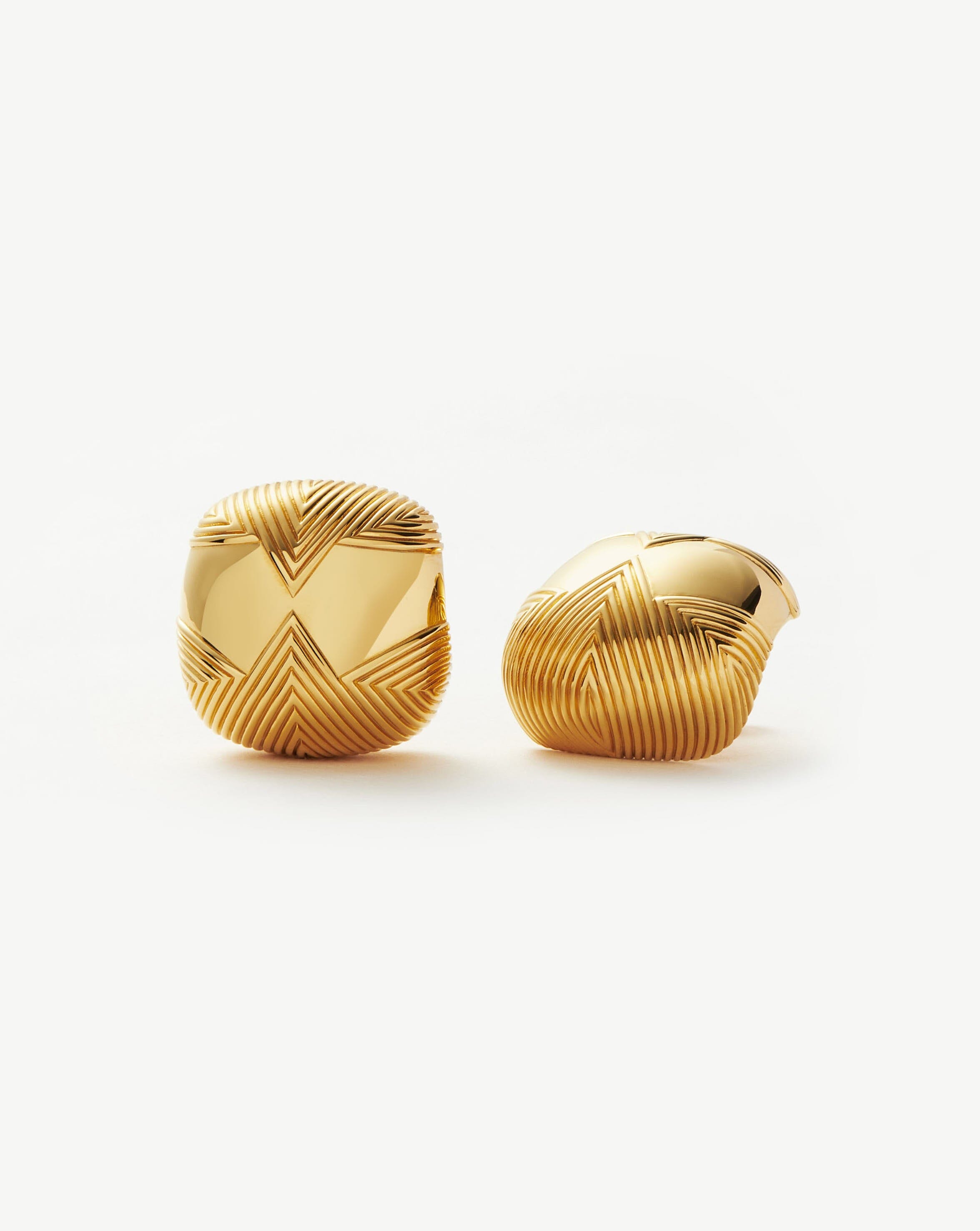 Hera Oversized Dome Ridge Stud Earrings - 18k Gold Plated Hoop Earrings for Women | Trendy Fashion Jewelry Gift for Birthday, Anniversary & Party Occasions