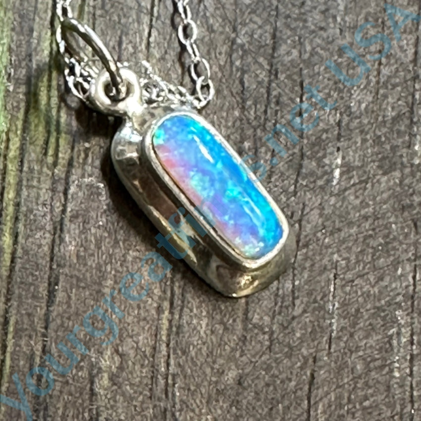 Exquisite Sterling Silver Blue Opal Necklace for Women | Elegant Jewelry Gift for Birthday, Anniversary & Special Occasions