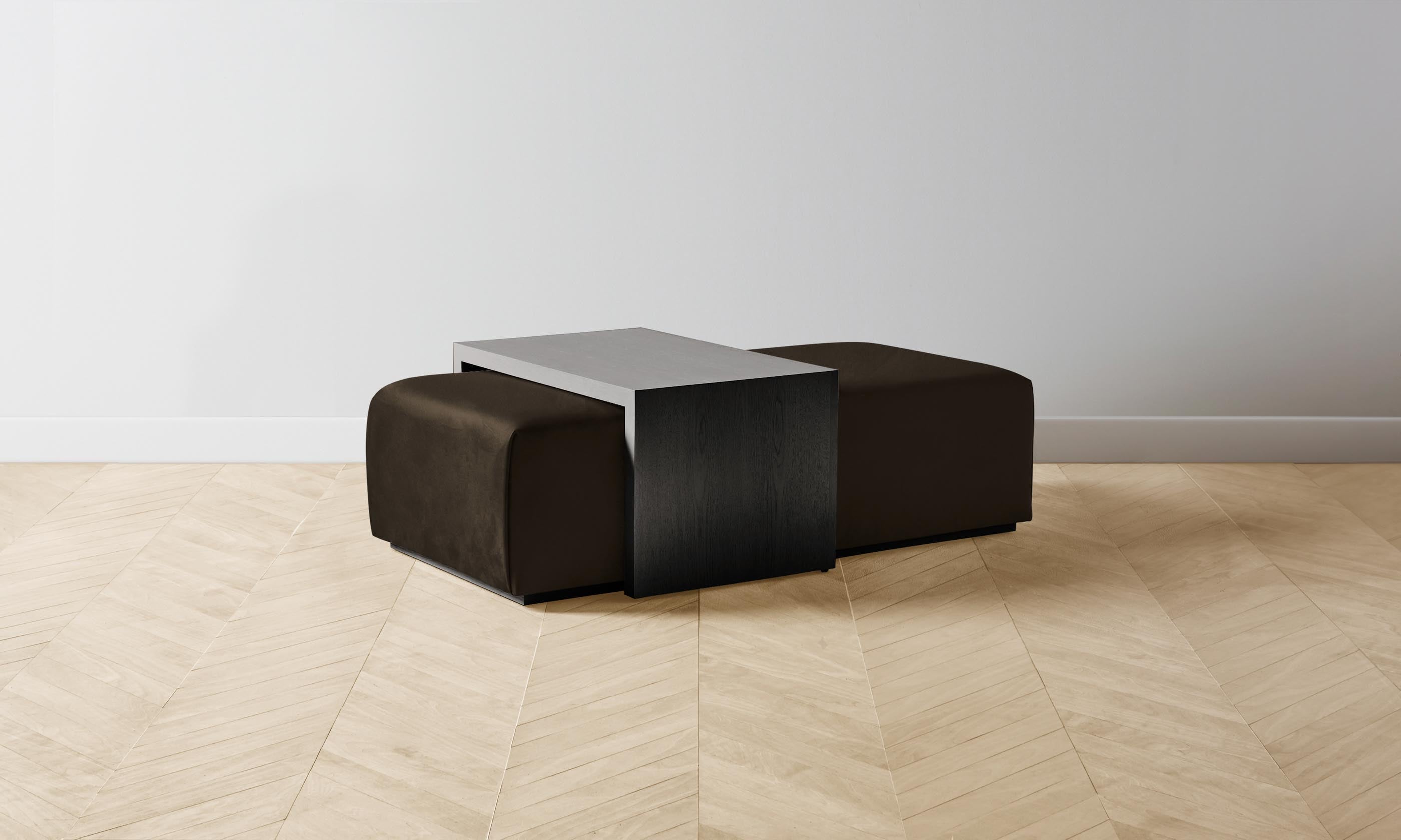 The Bowery Ottoman - Premium Nubuck Leather in Espresso Brown | Modern Footrest & Living Room Accent Piece