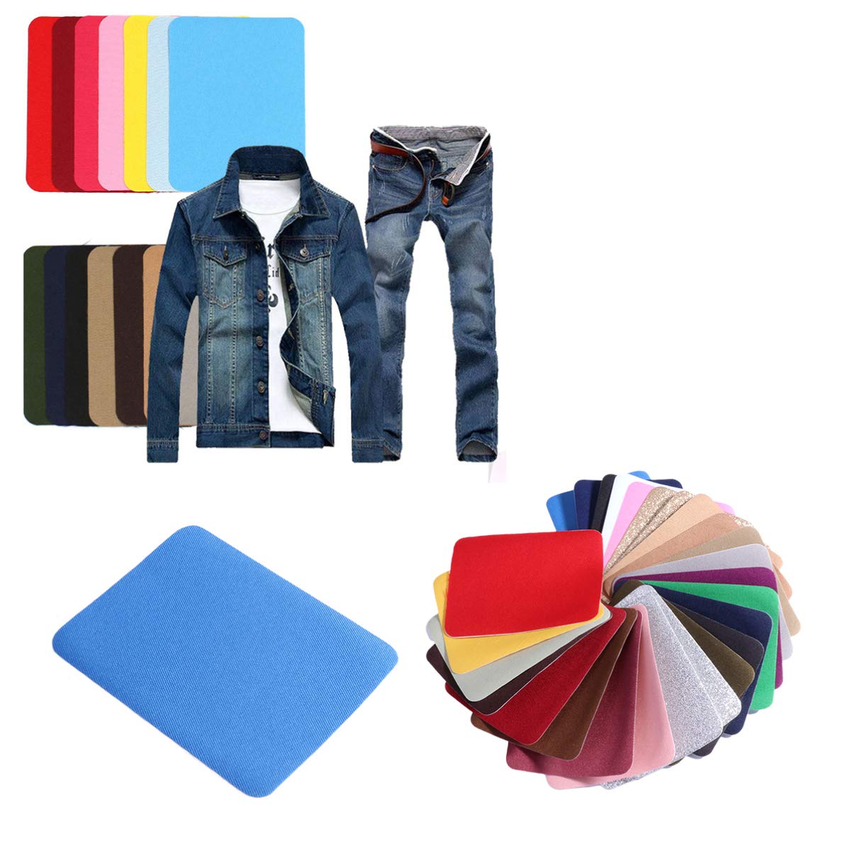 Exceart 26pcs Iron-On Repair Patches for Jeans & Clothing - Embroidered Denim Appliques for Jackets, Pants & DIY Crafts - Perfect for Denim Repair, Customization & Fashion Upcycling