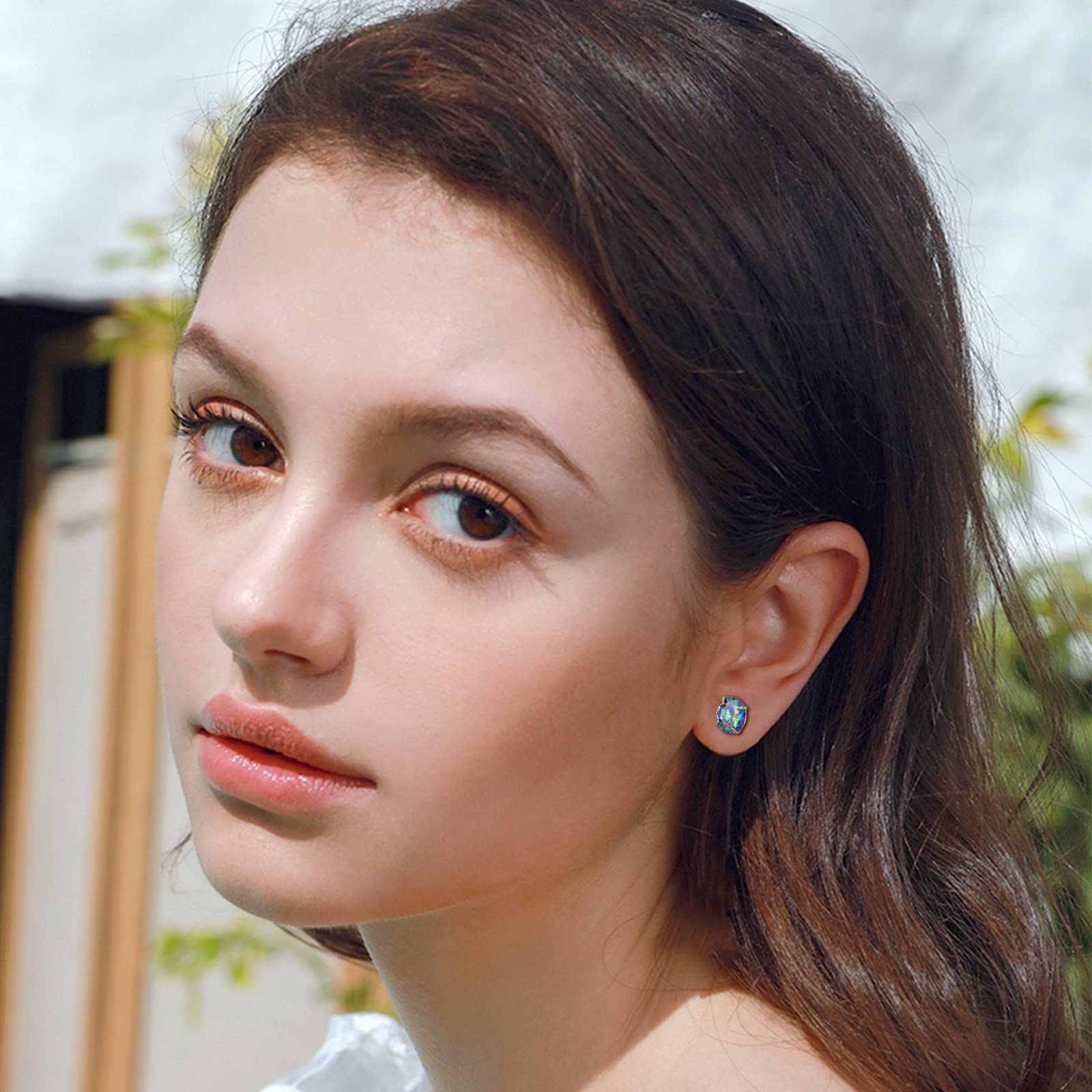 5 Pack Titanium Stud Earrings Screw Back for Women & Men - Hypoallergenic Stainless Steel Tiny Cubic Zirconia Tragus 20G Piercing Jewelry - Sensitive Ears Friendly Simulated Diamond Cartilage Earrings Rainbow Color - Perfect for Daily Wear, Parties & Gifts