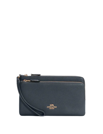 Coach Double Zip Wallet for Women & Men | Genuine Leather Crossbody Wallet with RFID Protection | Perfect for Travel, Shopping & Everyday Use
