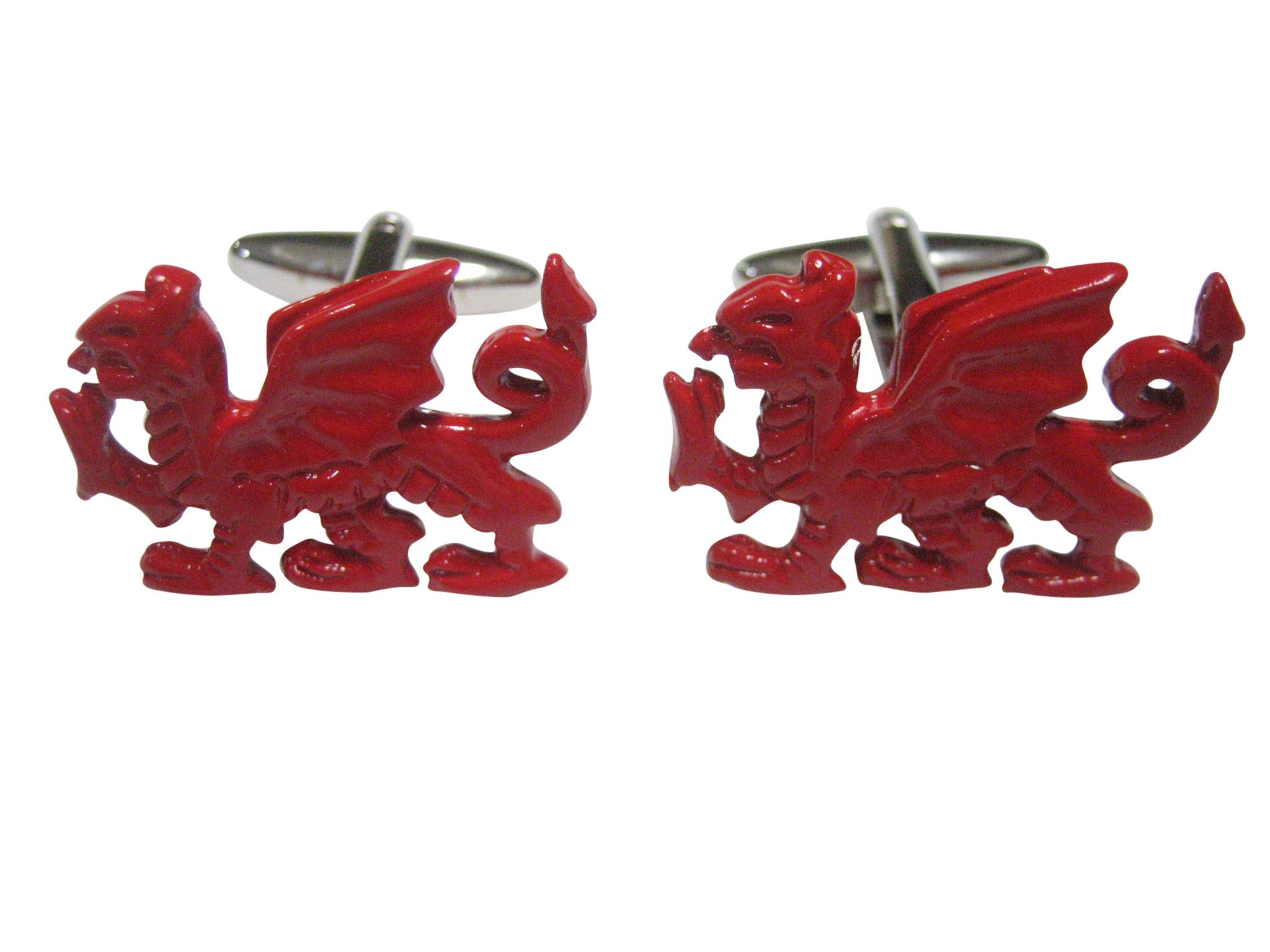 Kiola Designs Red Toned Welsh Dragon Cufflinks - Elegant Dragon Motif Cuff Links for Men, Perfect for Weddings, Business Meetings & Formal Occasions