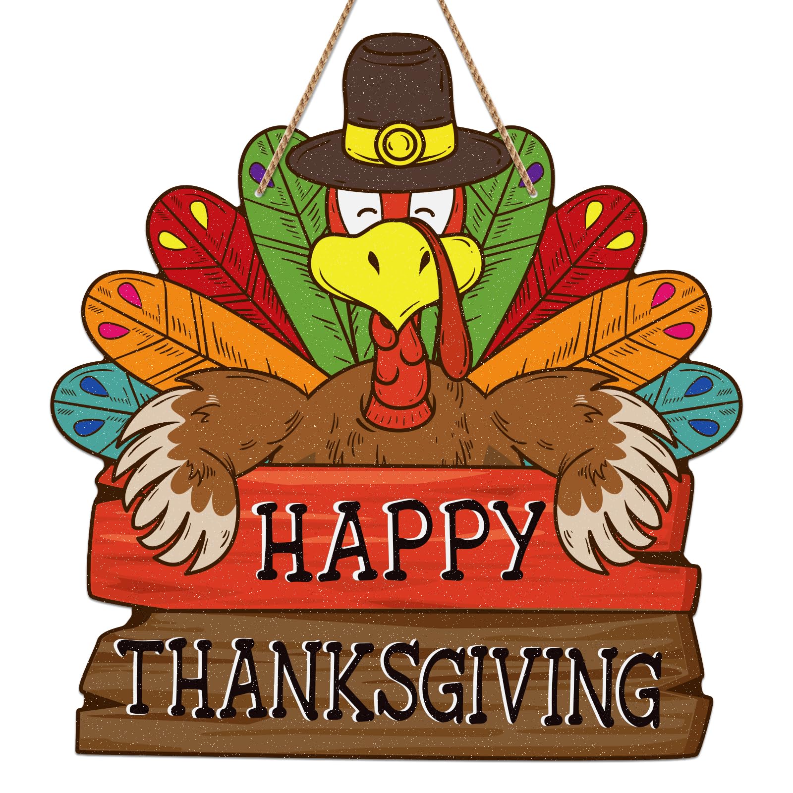 Thanksgiving Door Decorations - D24TIME Turkey Gobble Sign Wall Hanging for Home, Porch & Front Door - Fall Thanksgiving Wreath & Party Decor - Perfect for Thanksgiving Gatherings & Seasonal Home Decor