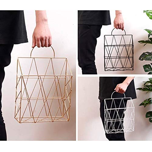 1 Pcs White Metal Wall Mounted Hanging Magazine Holder - Portable Newspaper Storage Basket, Bookshelf & Storage Rack for Bathroom, Living Room, Office & Bedroom Organization