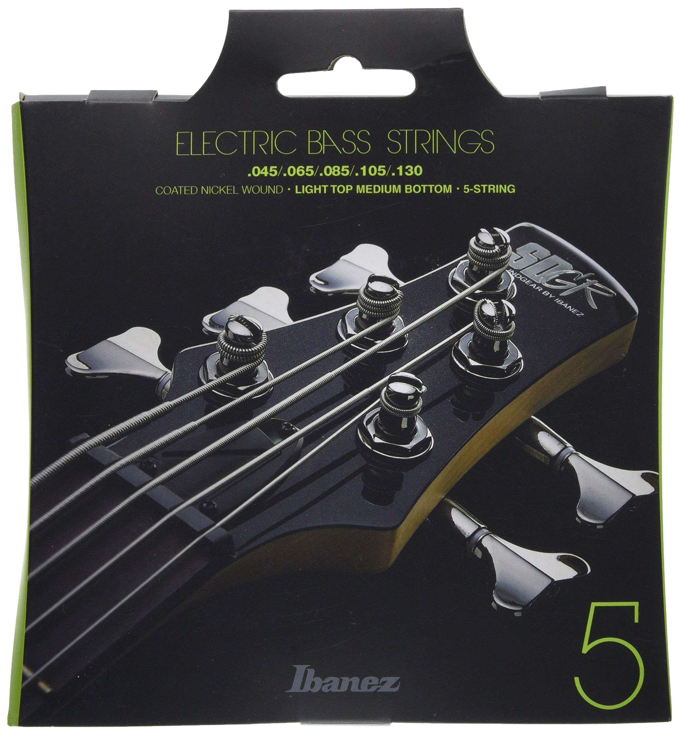 Ibanez IEBS5C 5-String Bass Guitar Strings - Light Top Medium Bottom Gauge, Silver Plated | Perfect for Rock, Metal & Studio Recording