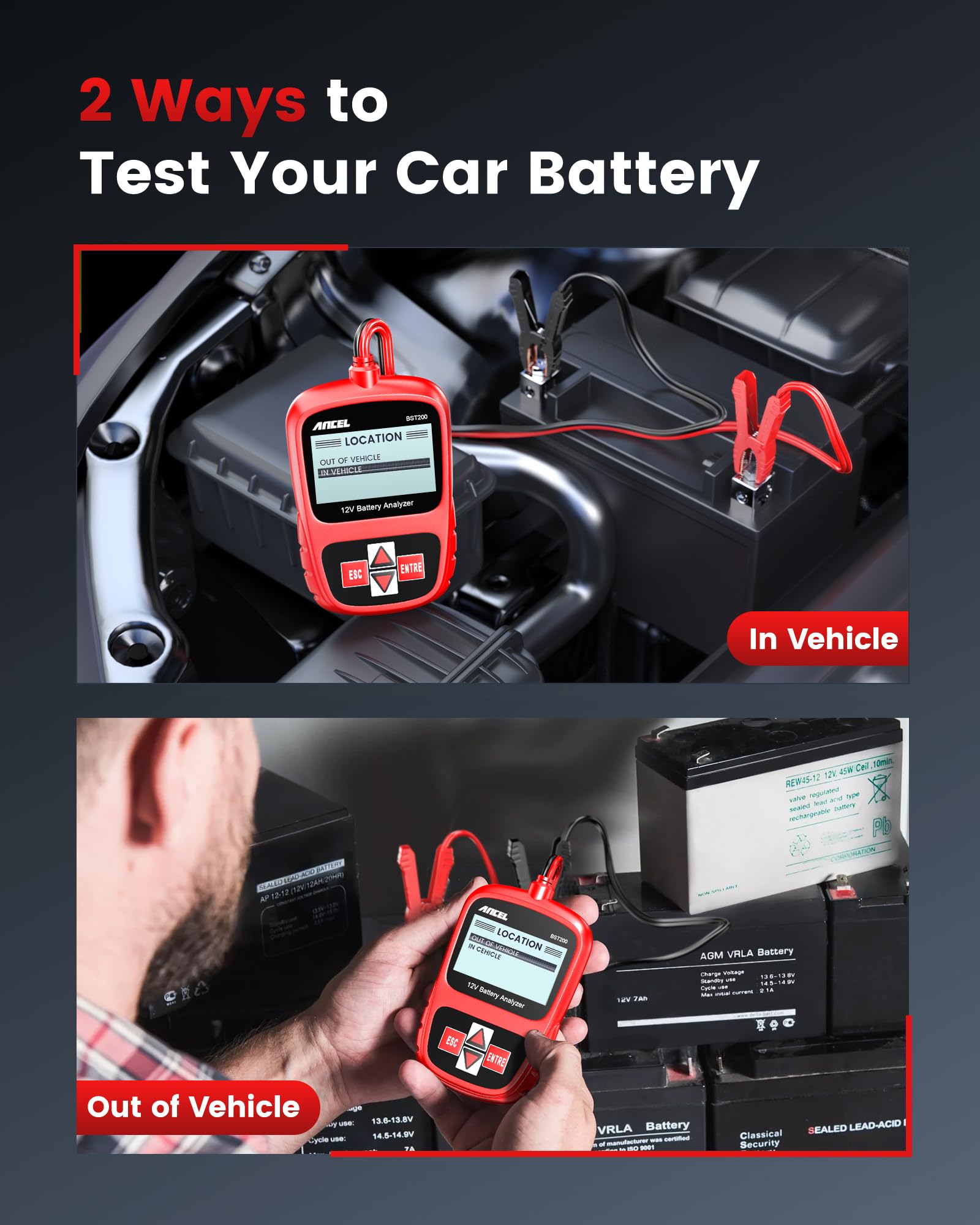 ANCEL BST200 12V Car Battery Tester & ANCEL BM700 BMW OBD2 Scanner Diagnostic Tool - Perfect for Vehicle Maintenance, Auto Repair Shops & DIY Car Diagnostics