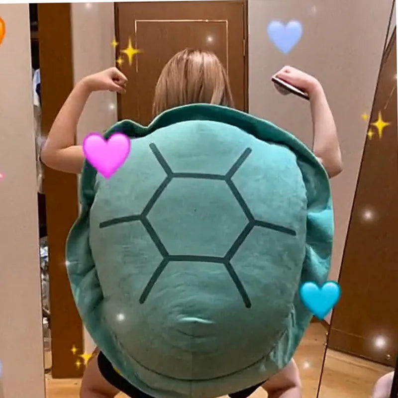 100CM Funny Big Turtle Shell Plush Toy - Wearable Adult Sleeping Bag, Soft Stuffed Pillow Cushion - Creative Gift for Friends & Kids - Perfect for Cosplay, Sleepovers, and Themed Parties