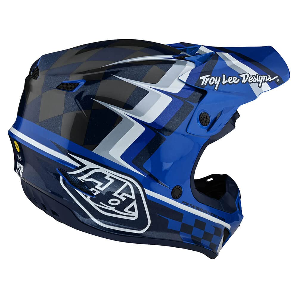 Troy Lee Designs SE4 Motocross MX Helmet - Lightweight POLYACRYLITE Shell, Warped Blue (Medium) | Dirt Bike Racing, Off-Road Trail Riding & Extreme Sports Protection