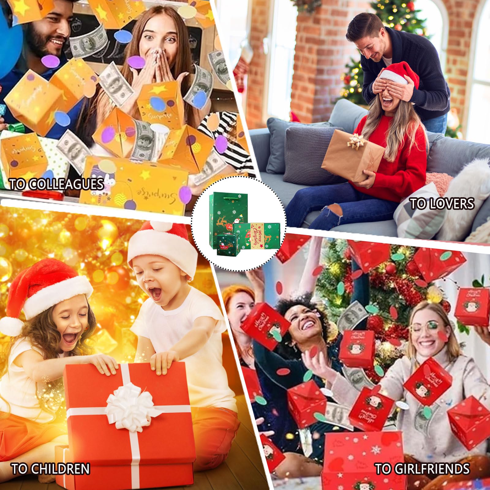 TERFISE Money Surprise Gift Box - Exploding Pop Up Christmas Present Box for Cash, Foldable Money Holder (Green, 10 Pack) - Perfect for Birthdays, Graduations & Holiday Gifting