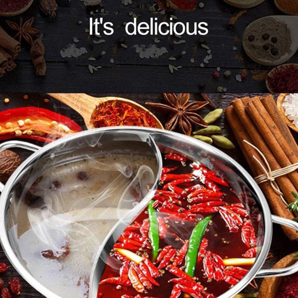 Hemoton 32cm Stainless Steel Hot Pot with Divider - Multi-Functional Induction Cooker Pot for Shabu Shabu, Soup & Stew | Perfect for Home Cooking, Family Gatherings & Asian Cuisine