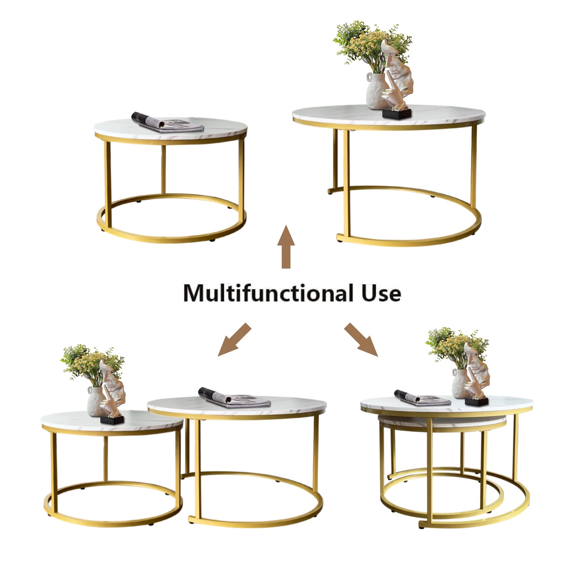 AT-VALY 2-Piece Round Nesting Coffee Table Set - 31.5
