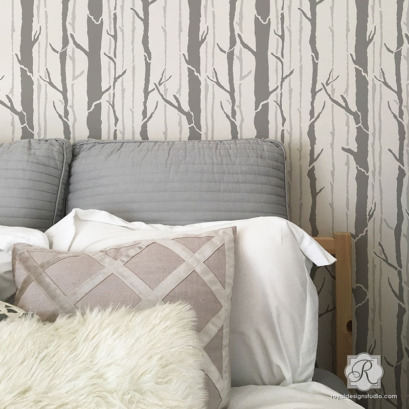 Bonnie Christine Floral Timber Tree Wall Stencil - DIY Home Decor for Nursery, Bedroom & Living Room
