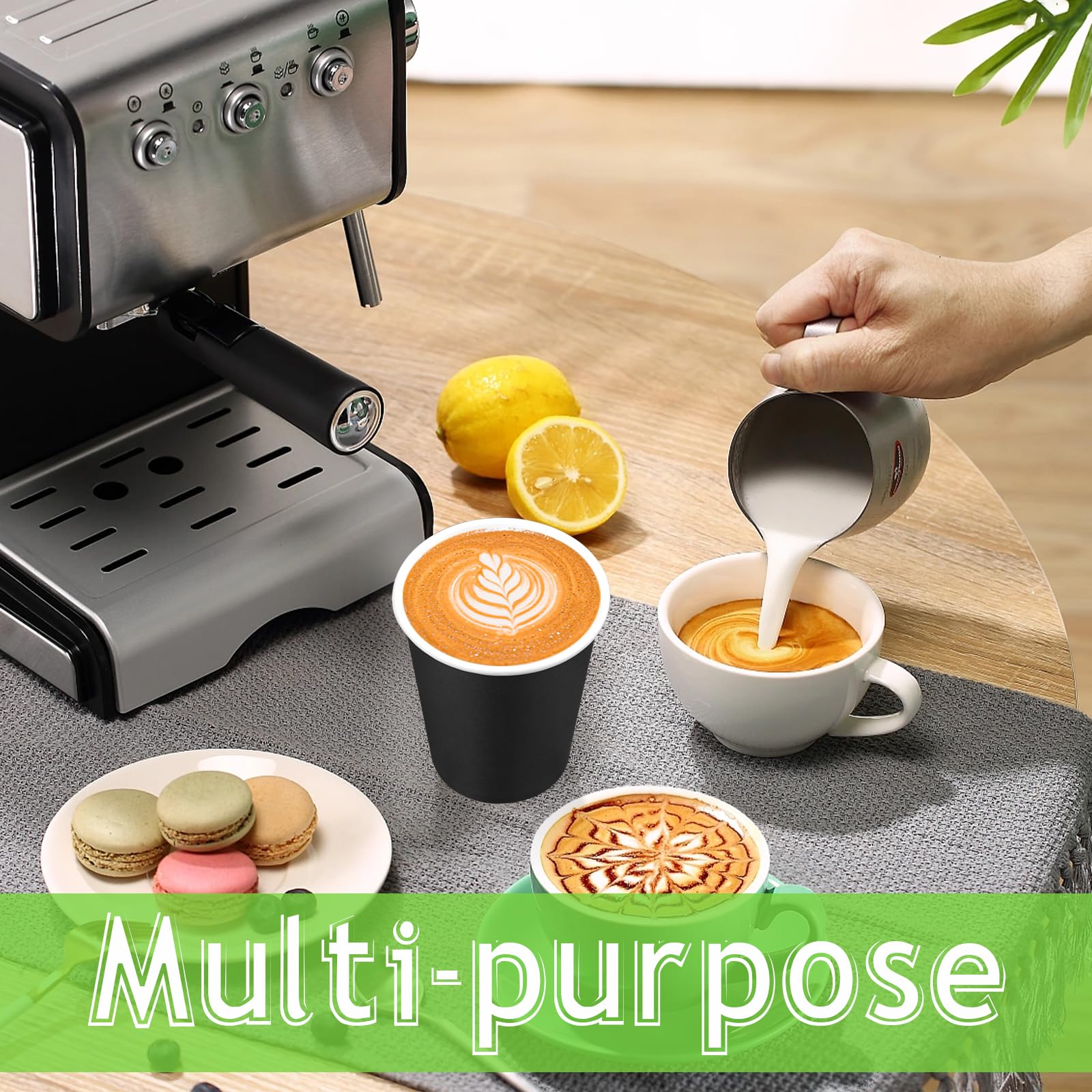 8oz Black Disposable Paper Cups - Hot & Cold Beverage Drinking Cups for Coffee, Juice, Tea - Eco-Friendly Party Supplies for Home, Office, Picnic & Events (25 Pack)