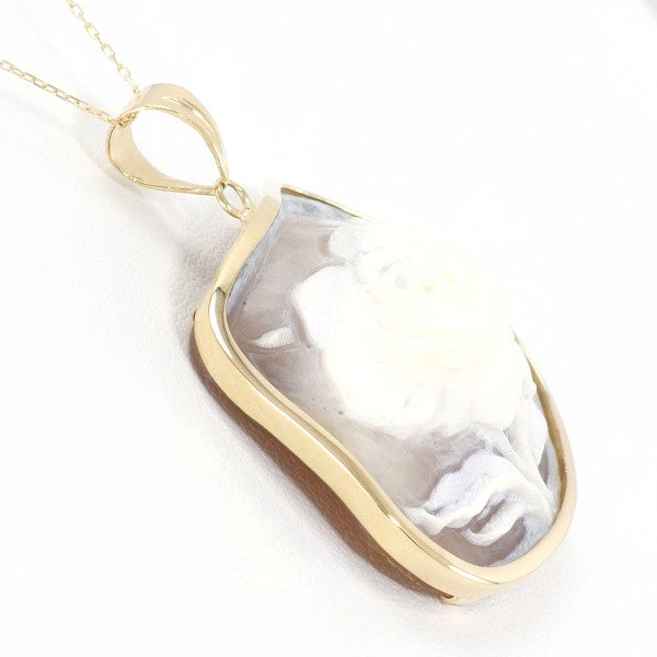18K Yellow Gold Shell Cameo Necklace - Vintage Italian Cameo Pendant Jewelry for Women - Perfect Gift for Birthday, Anniversary & Special Occasions