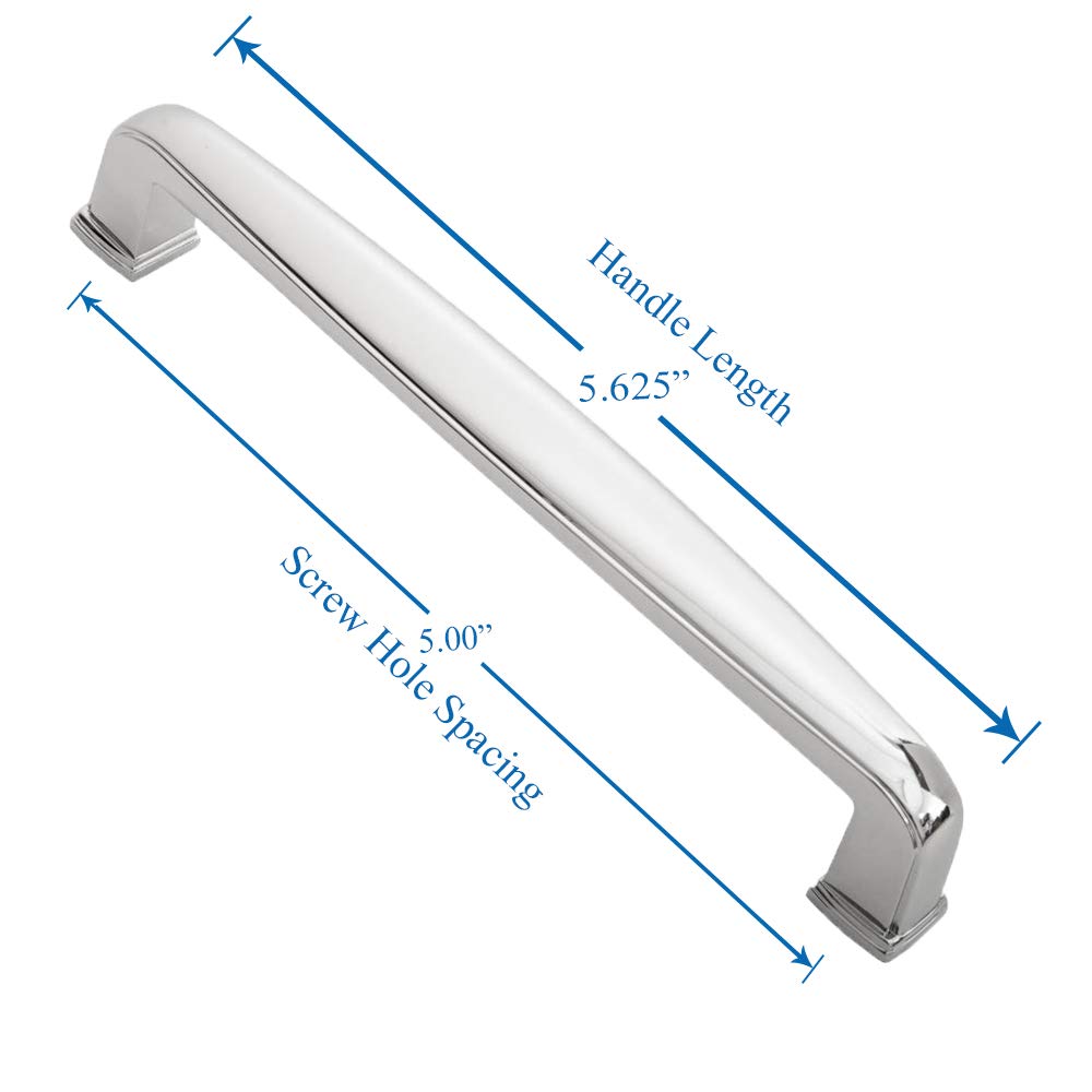 Southern Hills 5 5/8 Inch Polished Chrome Cabinet Handles - Pack of 25 Modern Kitchen & Bathroom Drawer Pulls - Durable Hardware for Cabinets, Dressers & Furniture (5-5/8