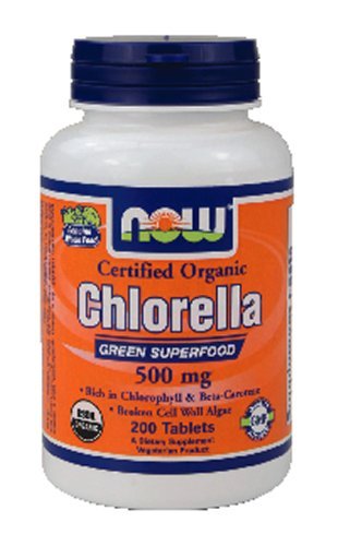 NOW Foods Organic Chlorella Green Superfood 500mg - 200 Tablets | Certified Organic Algae Supplement for Detox & Immune Support | Perfect for Smoothies, Juices & Daily Wellness Routine