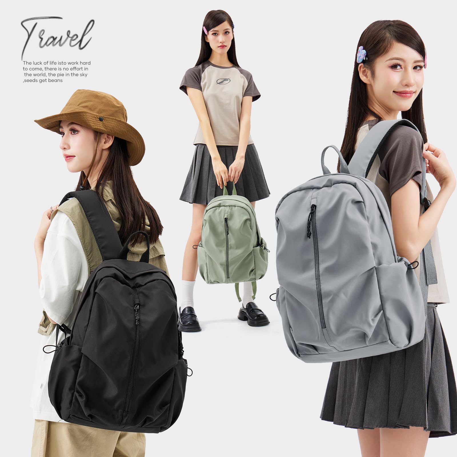 Waterproof Lightweight School Backpack for Women & Men - College Bookbag, High School Backpack, Travel Daypack - Office, Work, Teacher Carry On Bag (Grayish Blue) - Perfect for School, Commuting, Travel & Daily Use