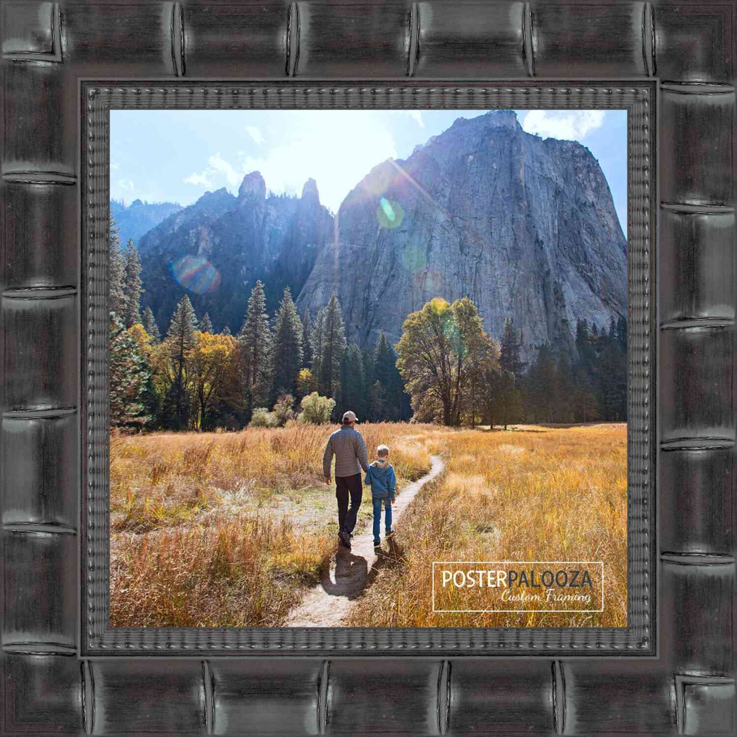 21x21 Bamboo Black Wood Square Picture Frame with UV Acrylic, Foam Backing & Hanging Kit - Perfect for Wall Art, Photo Displays & Home Decor