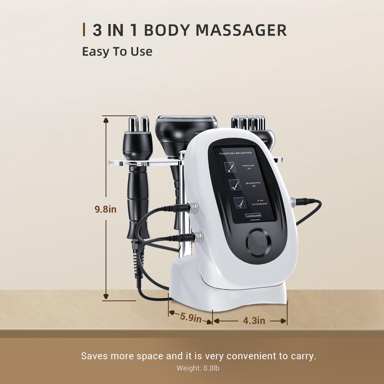 Elitzia ETD102 3-in-1 RF Cavitation & Ultrasound Body Shaping Machine - 80K Professional Beauty Equipment for Home Use | Multifunctional Facial & Body Massager | Skin Tightening, Cellulite Reduction & Body Contouring | Perfect for Home Spa, Salon Treatments & Self-Care Routines