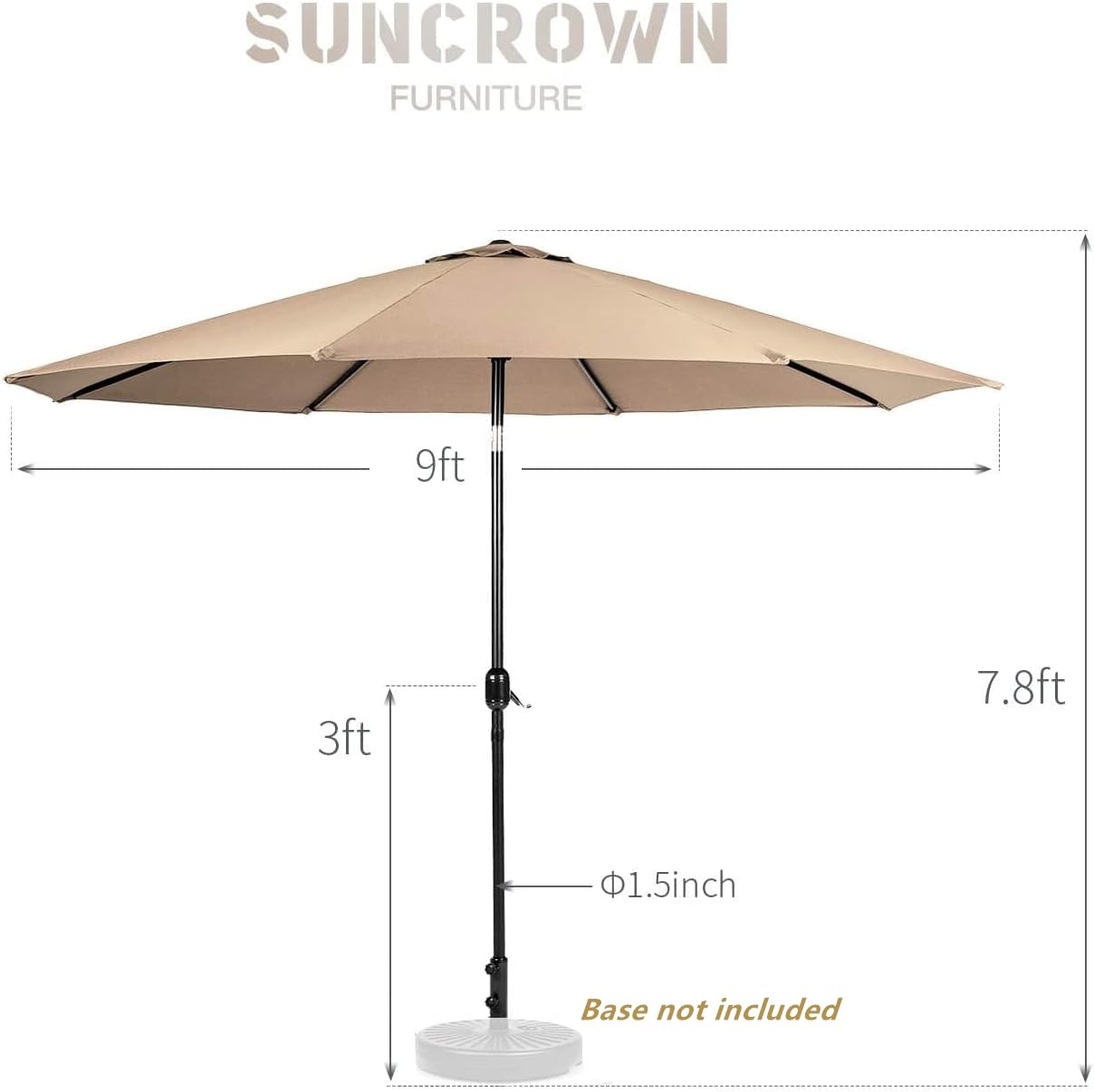 SUNCROWN 5-Piece Outdoor Dining Set with Swivel Cushioned Chairs, Steel Slat Bistro Table & 9Ft Brown Patio Umbrella - Patio Furniture for Backyard, Garden, Lawn, Poolside & Outdoor Entertaining