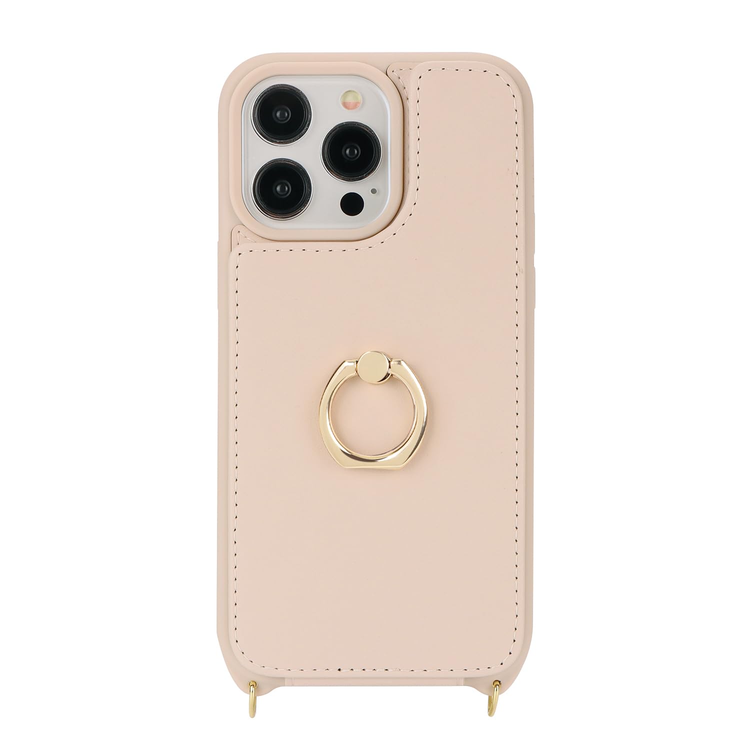 Premium Wallet Case for iPhone 13 Pro Max/iPhone 12 Pro Max (6.7 inch) - Slim Protective Phone Cover with Card Holder, Crossbody Strap, Ring Stand & Snap Clasp | Women's Fashion Accessory | Perfect for Travel, Shopping & Everyday Use (Beige)