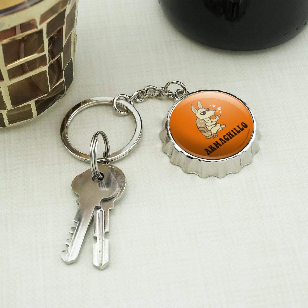 Armachillo Armadillo Keychain - Funny Humor Chrome Plated Metal Bottle Opener for Beer & Soda - Perfect for Parties, Gifts & Outdoor Adventures