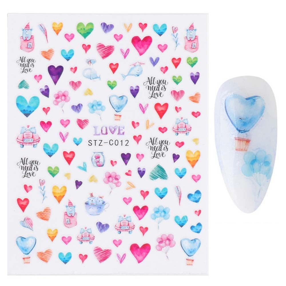 5 PCS Heart Nail Stickers - DIY Manicure Decals for Nail Art, Love Themed Nail Decorations - Perfect for Valentine's Day, Parties & Special Occasions