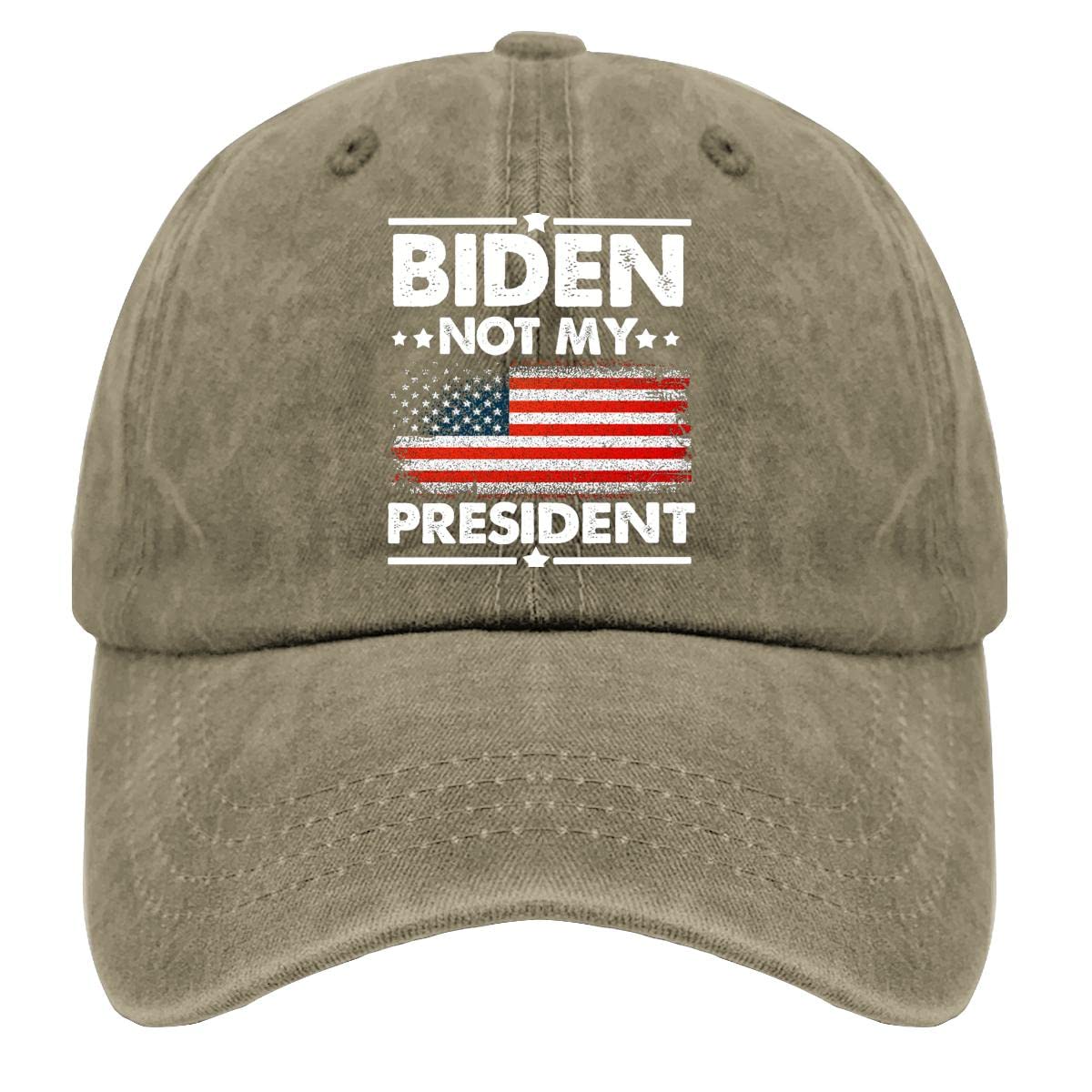 Stylish Unisex Washed Cotton Baseball Cap - Biden Not My President Hat for Men & Women - Perfect for Golf, Outdoor Activities & Casual Wear